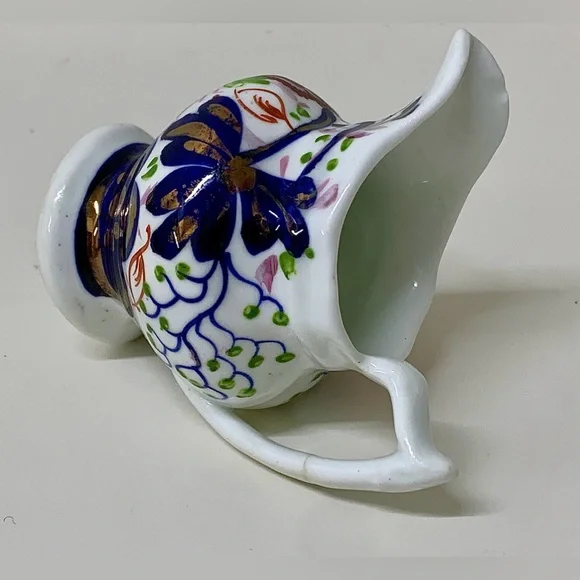 19th Century Antique Gaudy Welsh Forget Me Not Pattern Miniature Jug Pitcher